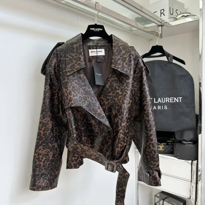 Yves Saint Laurent Dam Jacka replika lyx Läder Cool Is