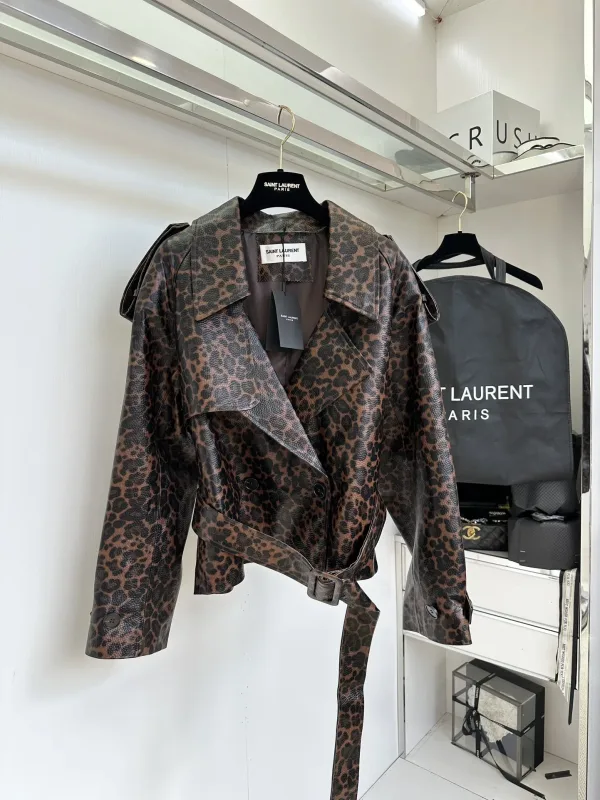 Yves Saint Laurent Dam Jacka replika lyx Läder Cool Is