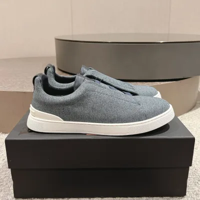 Zegna Freizeitschuhe Replik Luxus Leder Leinen Rindsleder Logo Sneakers