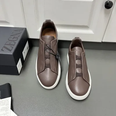 Zegna Jacke Replik 1:1 Luxus Weiß Braun Kalbsleder Streifen