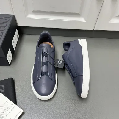 Zegna Jacke Replik Luxus Super Klon Weiß Blau Kalbsleder