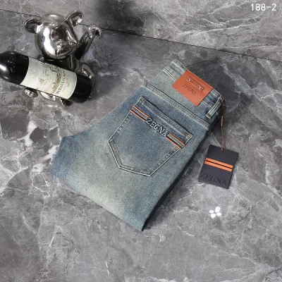 Zegna Jeans replica lyx 1:1 Denim Washed Logo Solid Classic