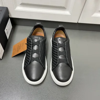 Zegna Sneakers Replik 1:1 Schwarz Signature Original Woven Herren Schuhe
