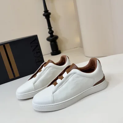 Zegna Sneakers Replik 1:1 Braun Schwarz Weiß Rindsleder Schaffell