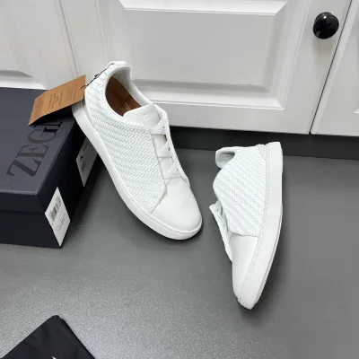 Zegna Sneakers Replik 1:1 Weiß Signature Original Herren Gewebte Schuhe